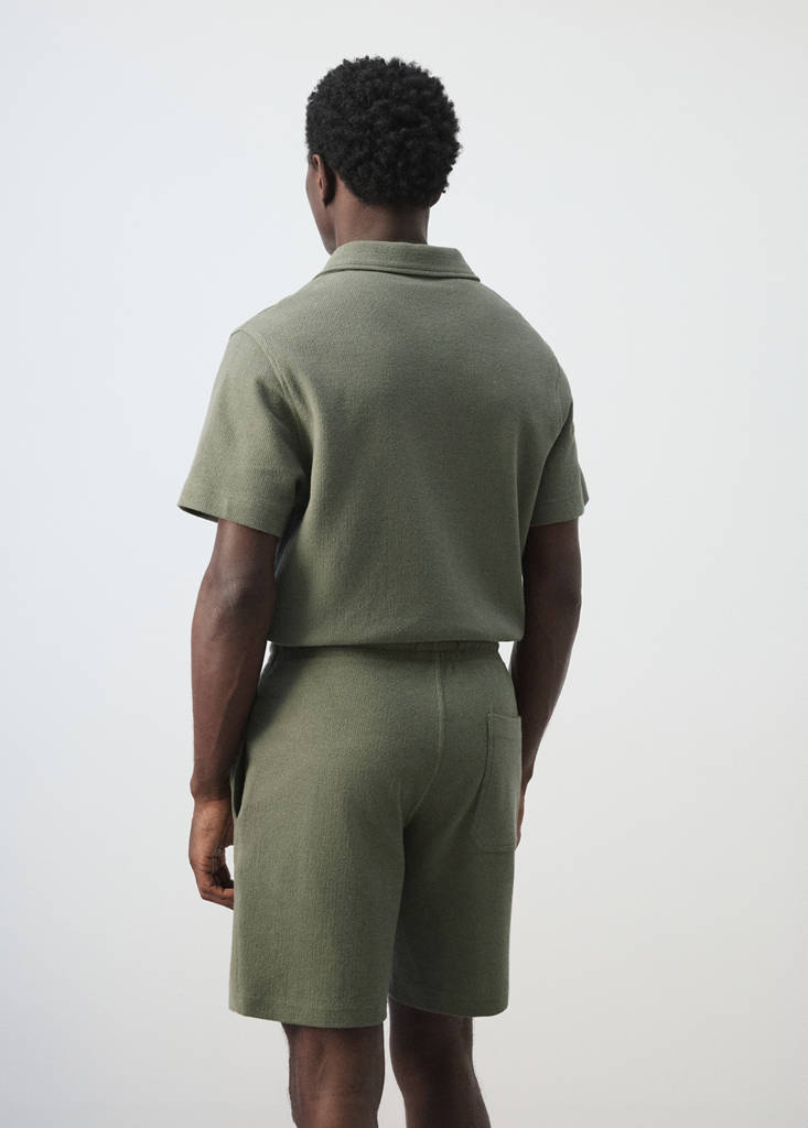 Regular-fit textured polo shirt — Forest Green