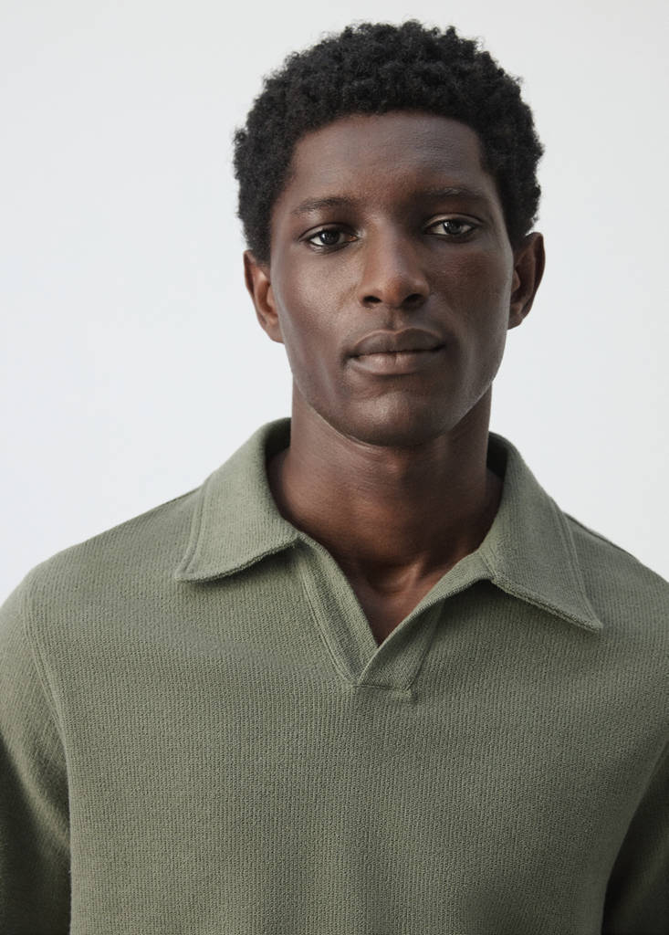 Regular-fit textured polo shirt — Forest Green