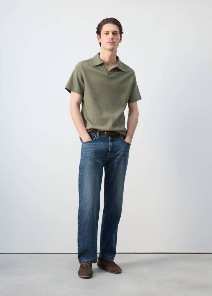 Regular-fit textured polo shirt — Forest Green