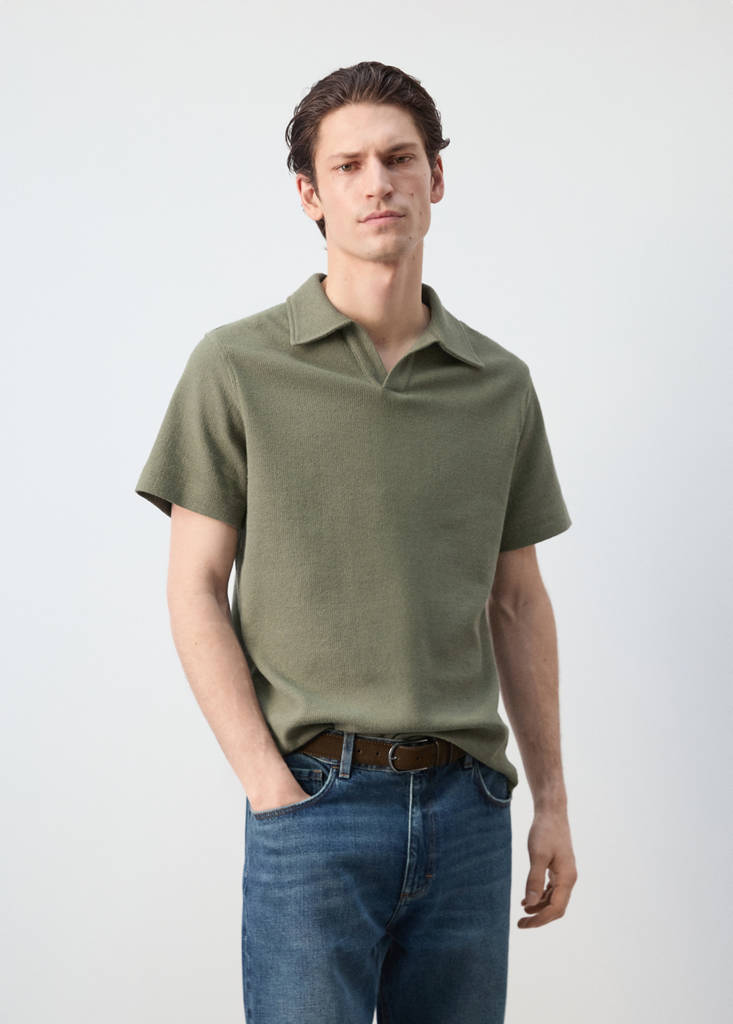 Regular-fit textured polo shirt — Forest Green