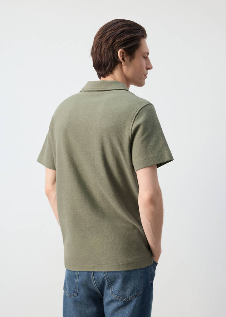 Regular-fit textured polo shirt — Forest Green