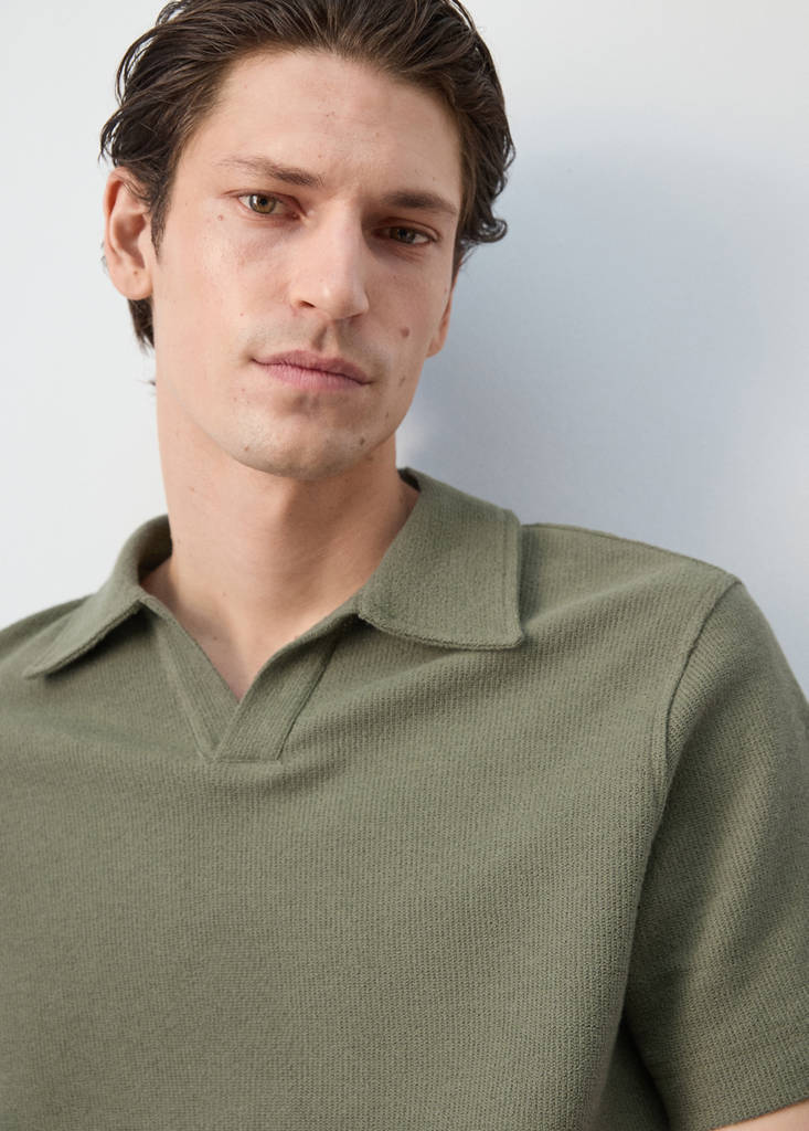 Regular-fit textured polo shirt — Forest Green