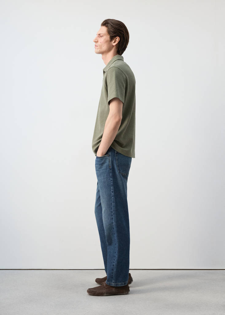 Regular-fit textured polo shirt — Forest Green