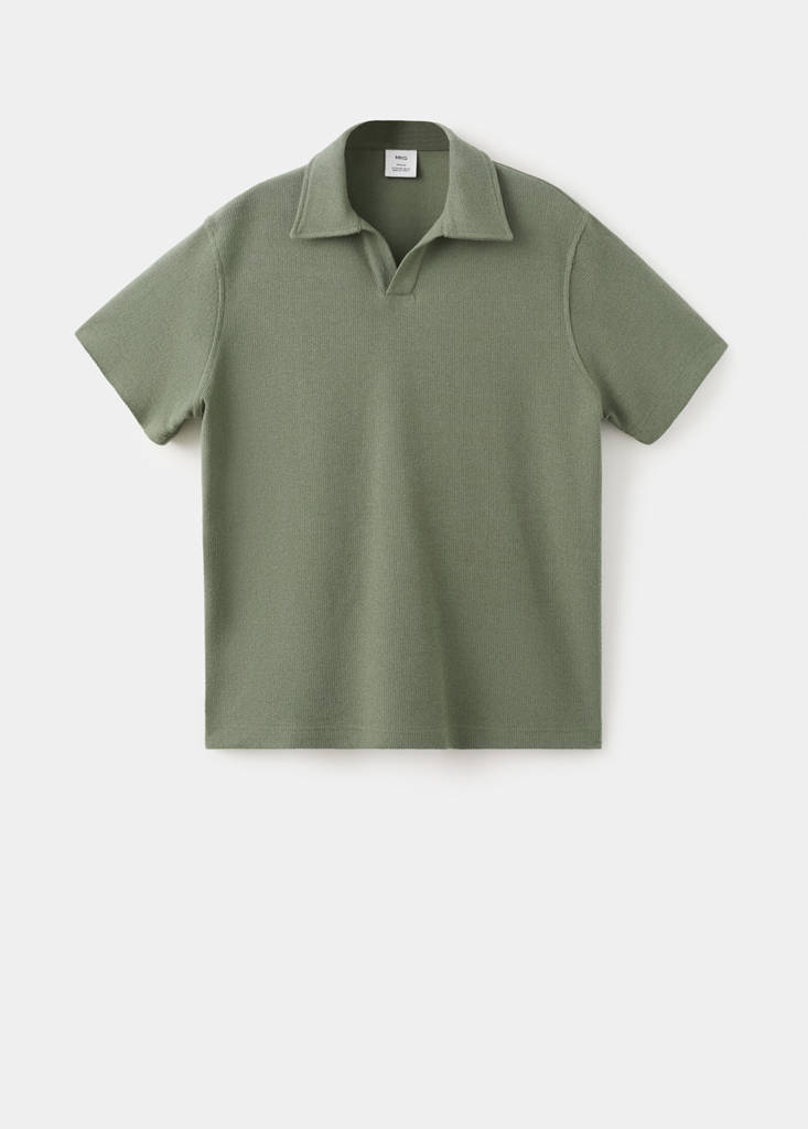 Regular-fit textured polo shirt — Forest Green