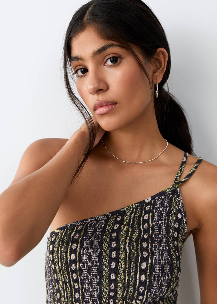 Printed asymmetrical dress — Black