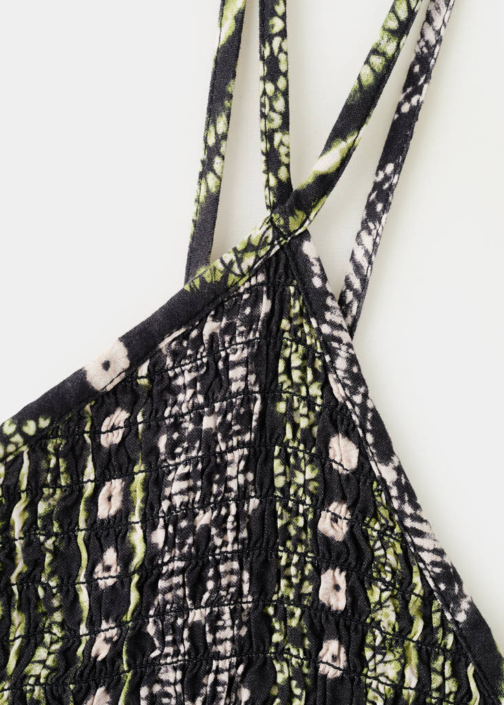 Printed asymmetrical dress — Black
