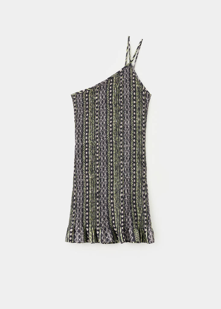 Printed asymmetrical dress — Black