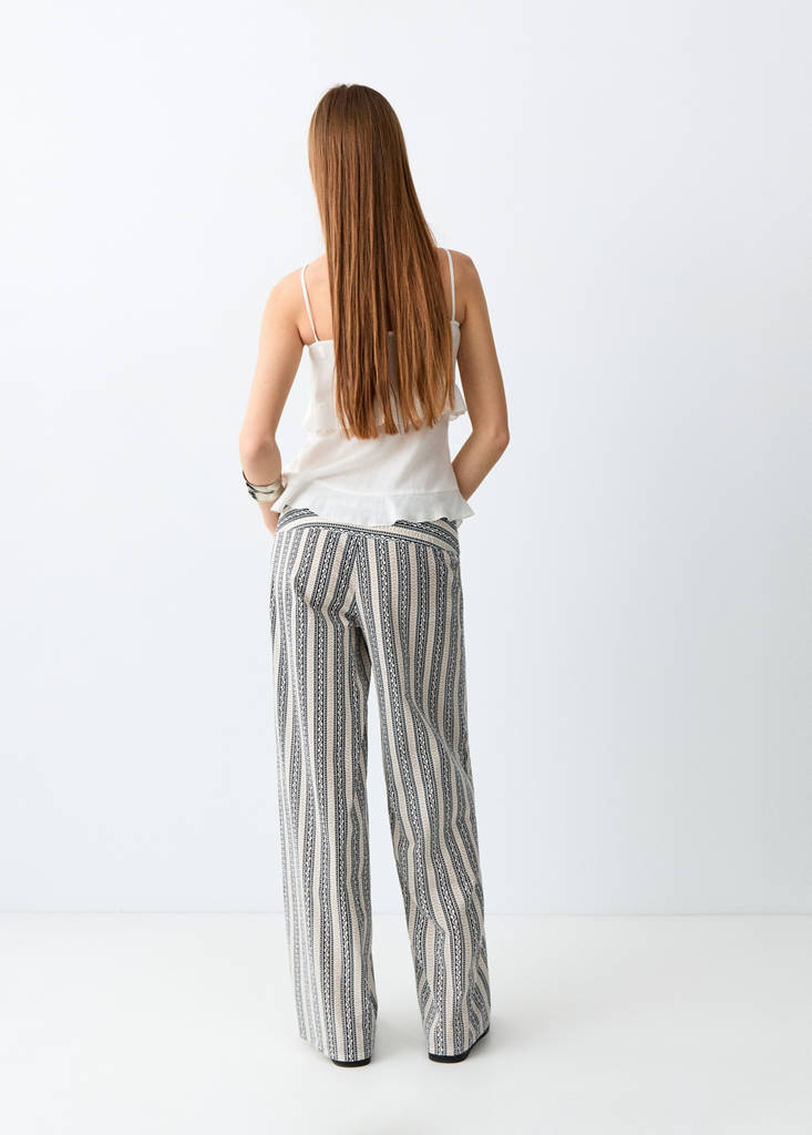 Printed straight trousers — Ecru