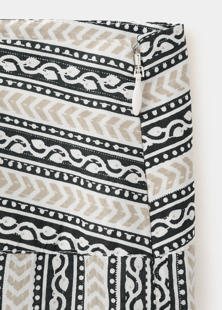 Printed straight trousers — Ecru