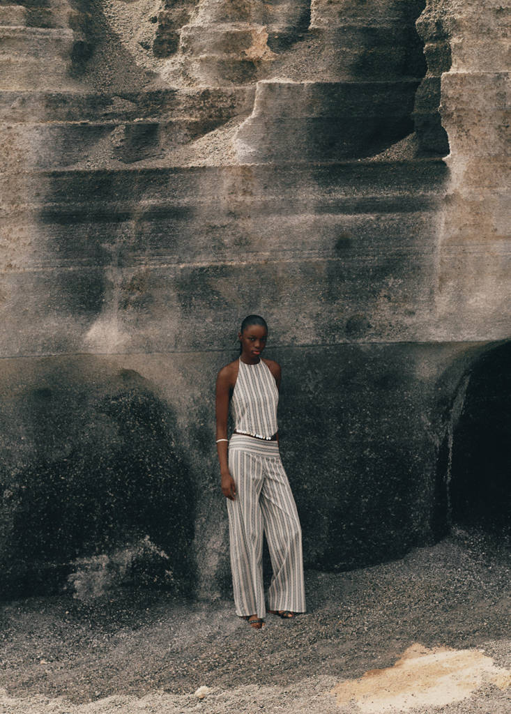 Printed straight trousers — Ecru