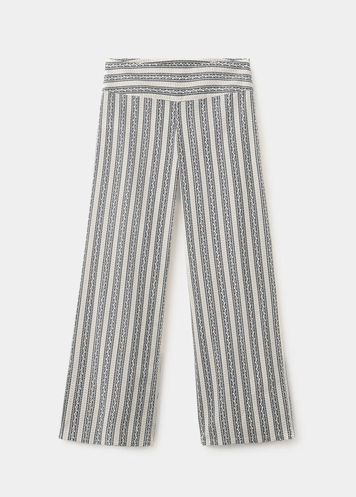 Printed straight trousers — Ecru