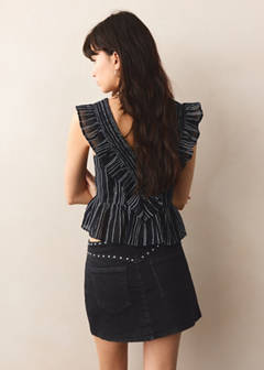 Studded short skirt — Black denim 7
