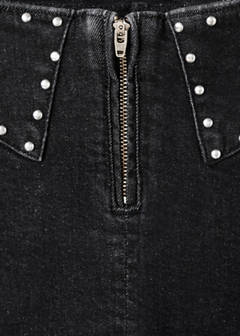 Studded short skirt — Black denim 6