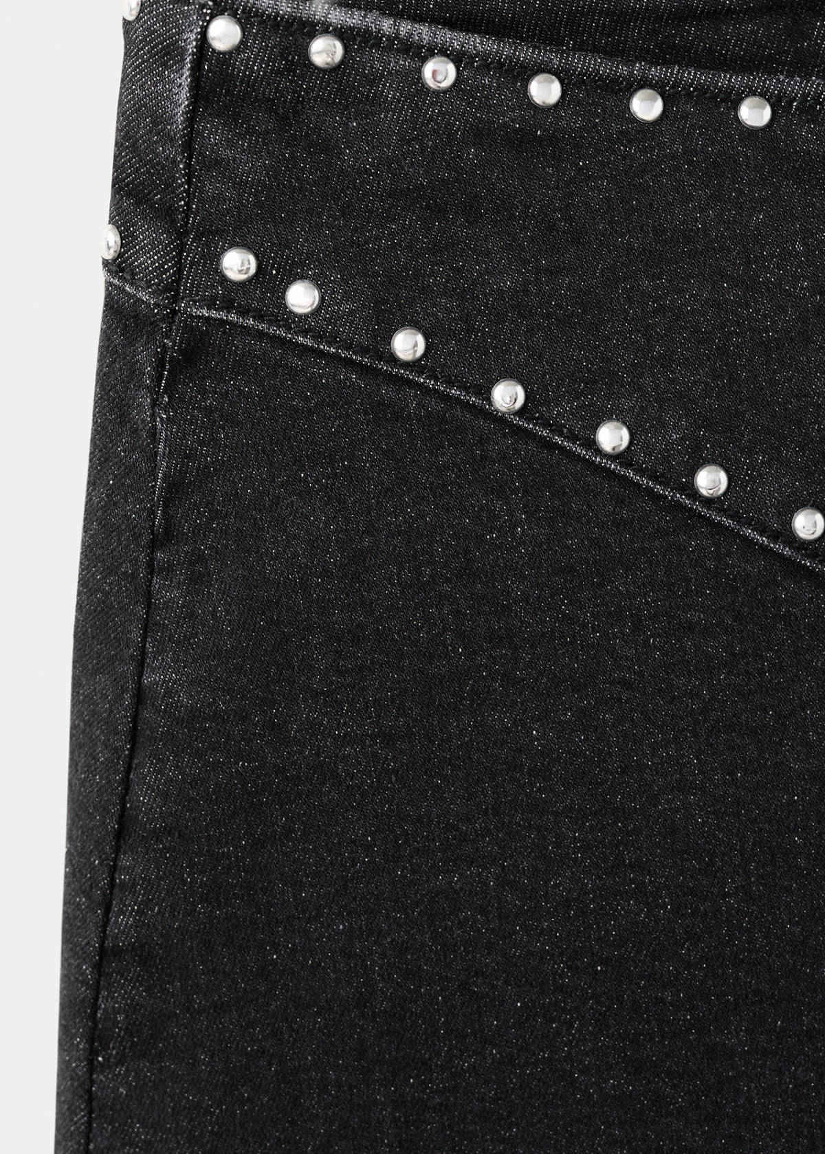 Studded short skirt — Black denim