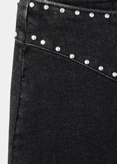 Studded short skirt — Black denim 8