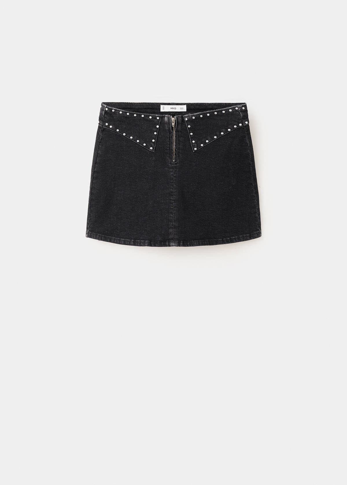 Studded short skirt — Black denim