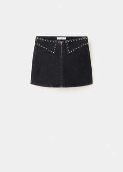 Studded short skirt — Black denim 3