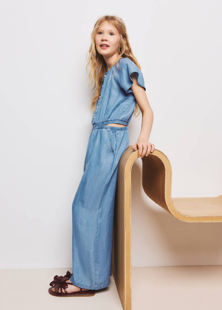 Lyocell jumpsuit with slit details — Medium Blue