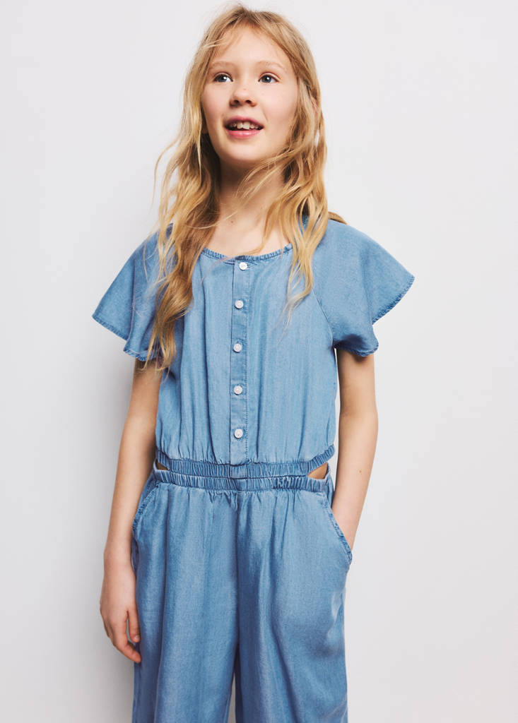 Lyocell jumpsuit with slit details — Medium Blue