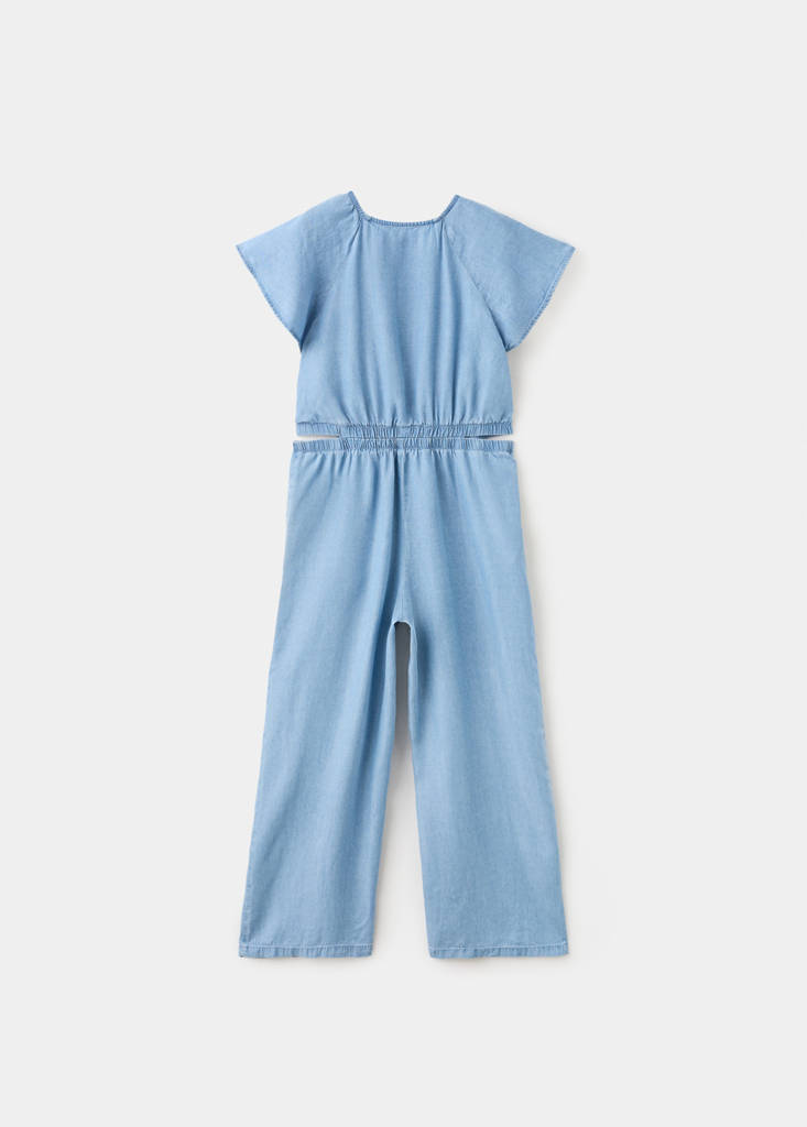 Lyocell jumpsuit with slit details — Medium Blue
