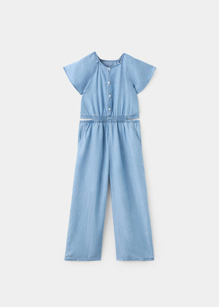 Lyocell jumpsuit with slit details — Medium Blue