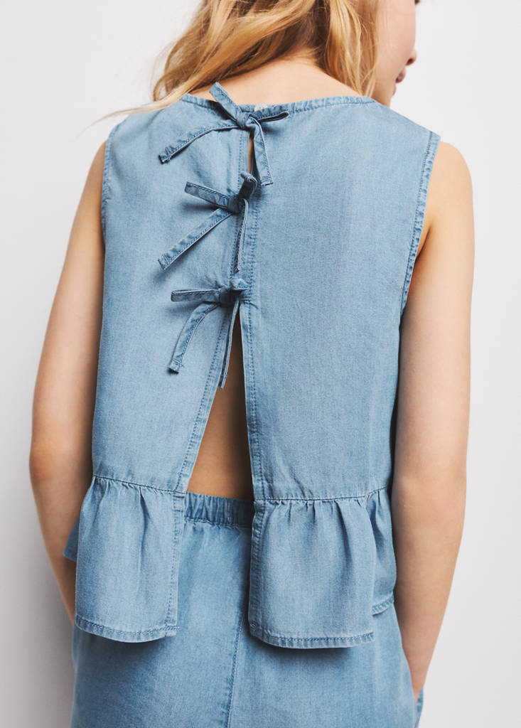 Lyocell blouse with bows — Medium Blue