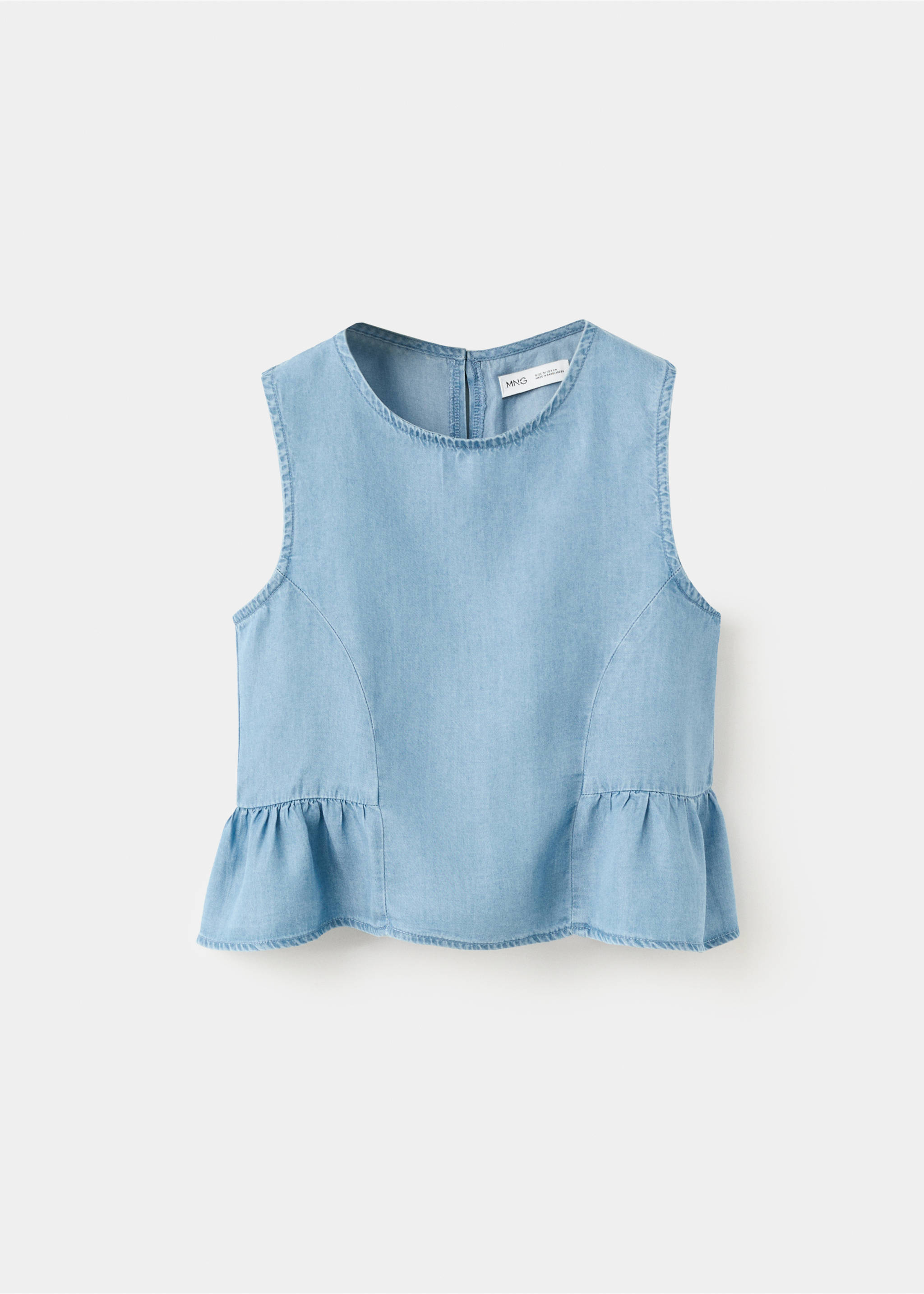 Lyocell denim blouse - Article without model, Medium Blue. Ref: 27097903-00.