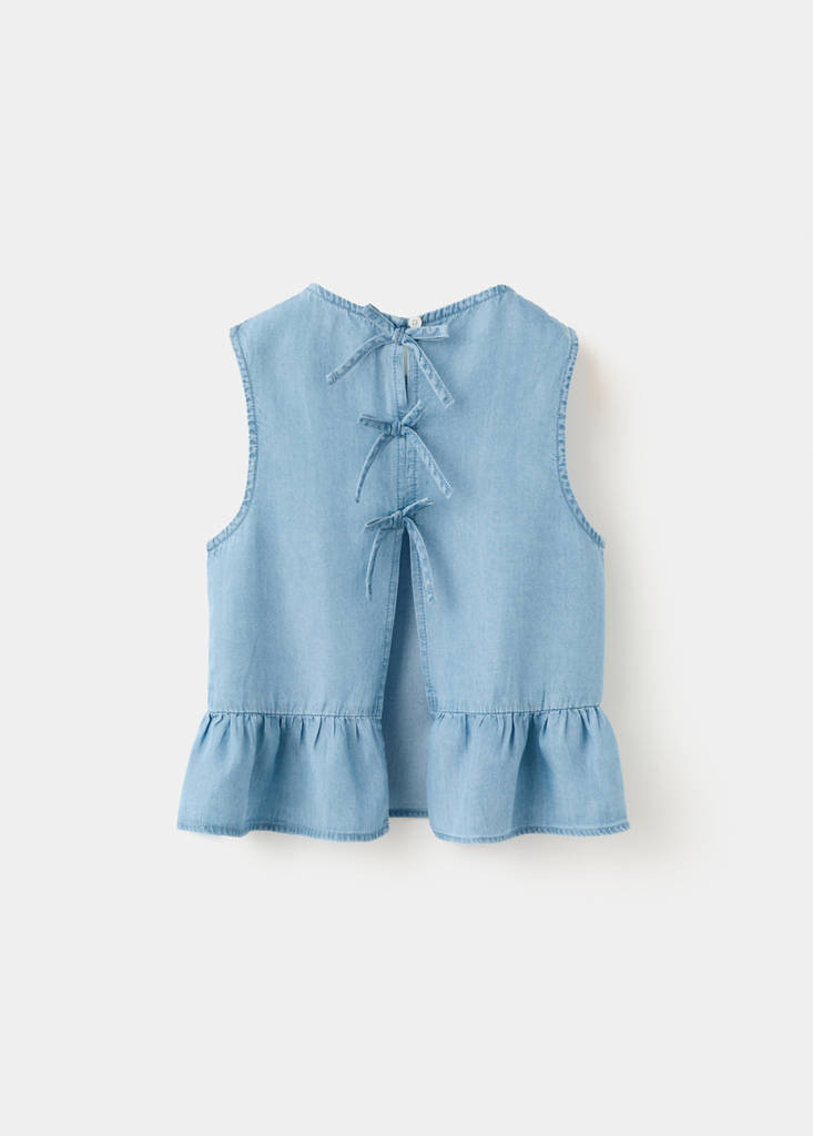 Lyocell blouse with bows — Medium Blue