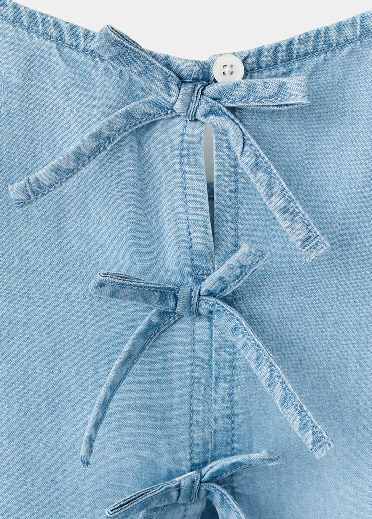 Lyocell blouse with bows — Medium Blue