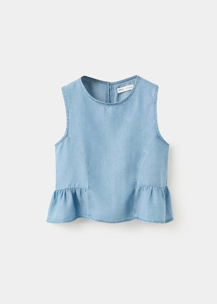 Lyocell blouse with bows — Medium Blue