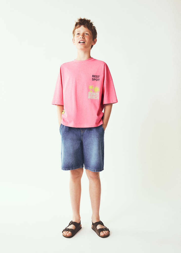 Oversized denim bermuda shorts — Medium Blue