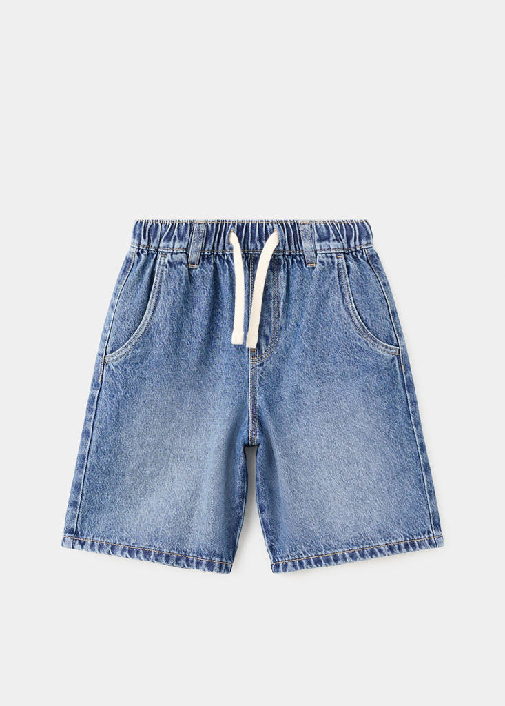 Oversized denim bermuda shorts — Medium Blue