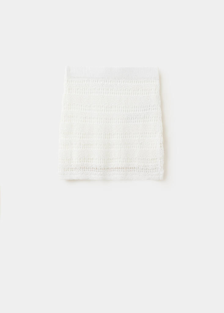 Openwork knitted skirt — White