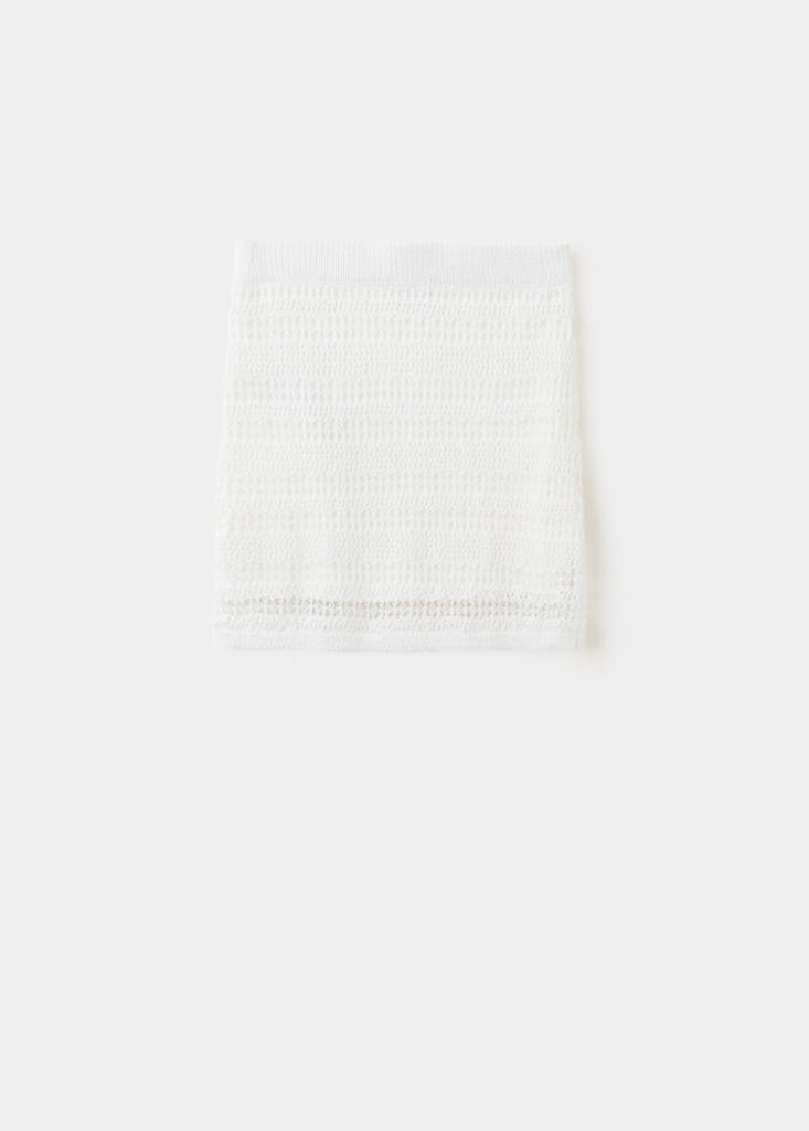 Openwork knitted skirt — White