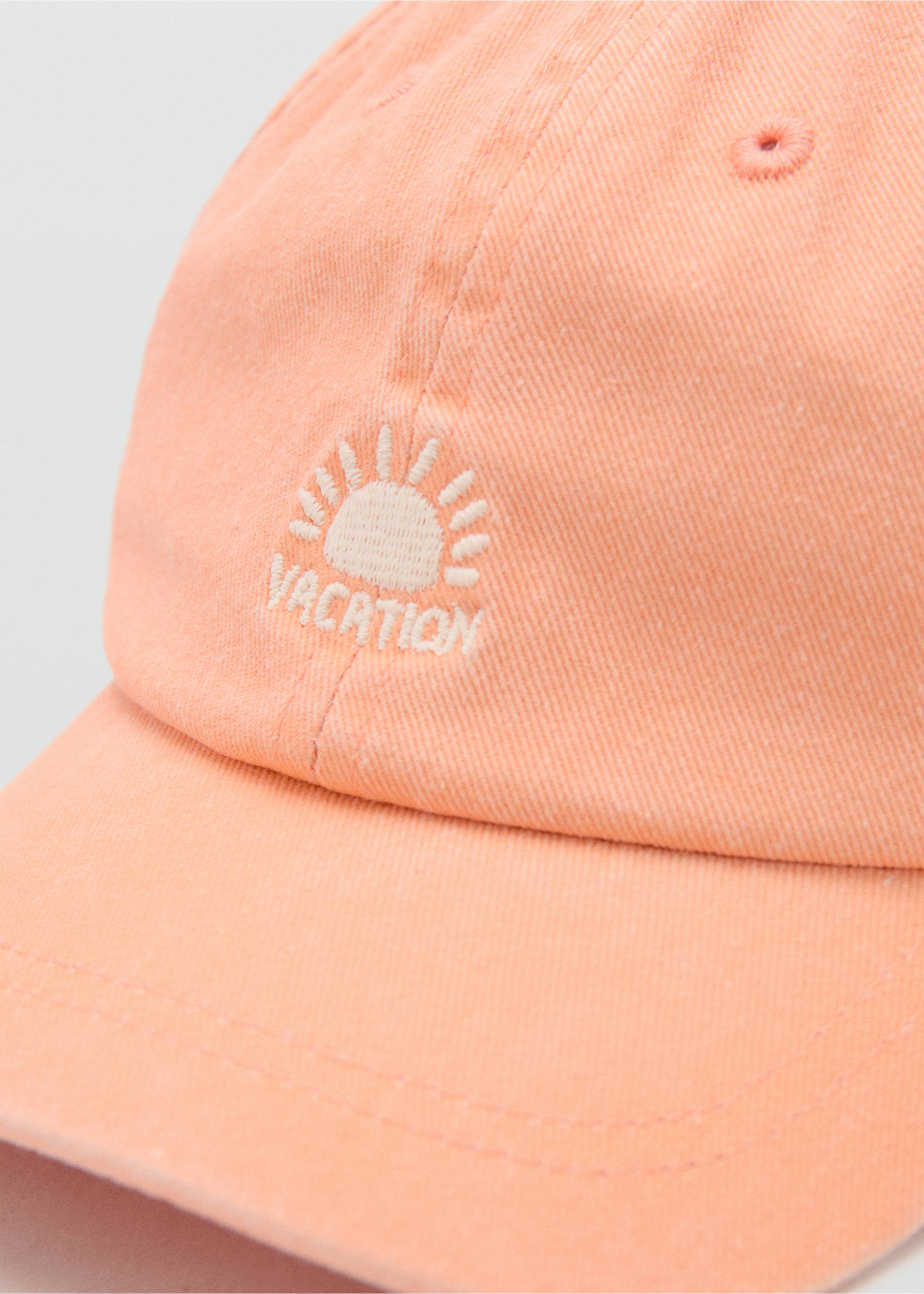 Embroidered cotton cap - Details of the article 1, Orange. Ref: 27097908-00.
