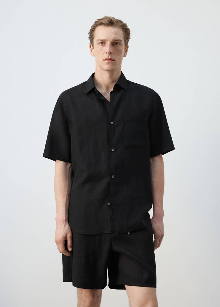 Short sleeve fluid shirt — Black