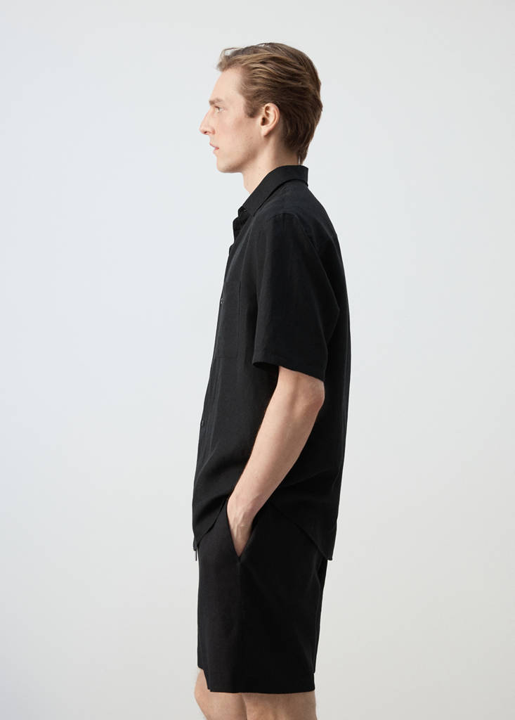 Short sleeve fluid shirt — Black