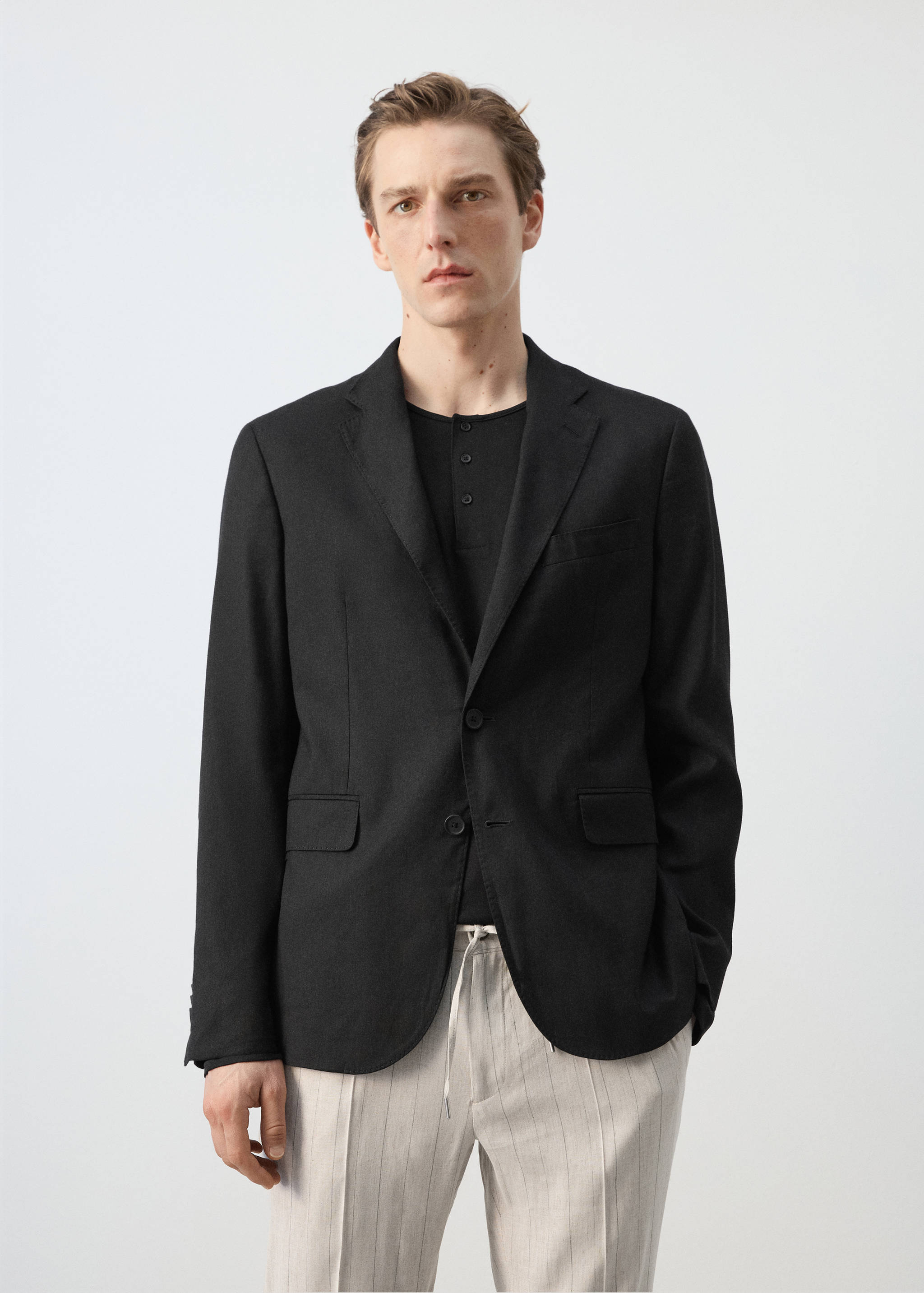 Veste costume slim-fit mélange de lin - Plan moyen