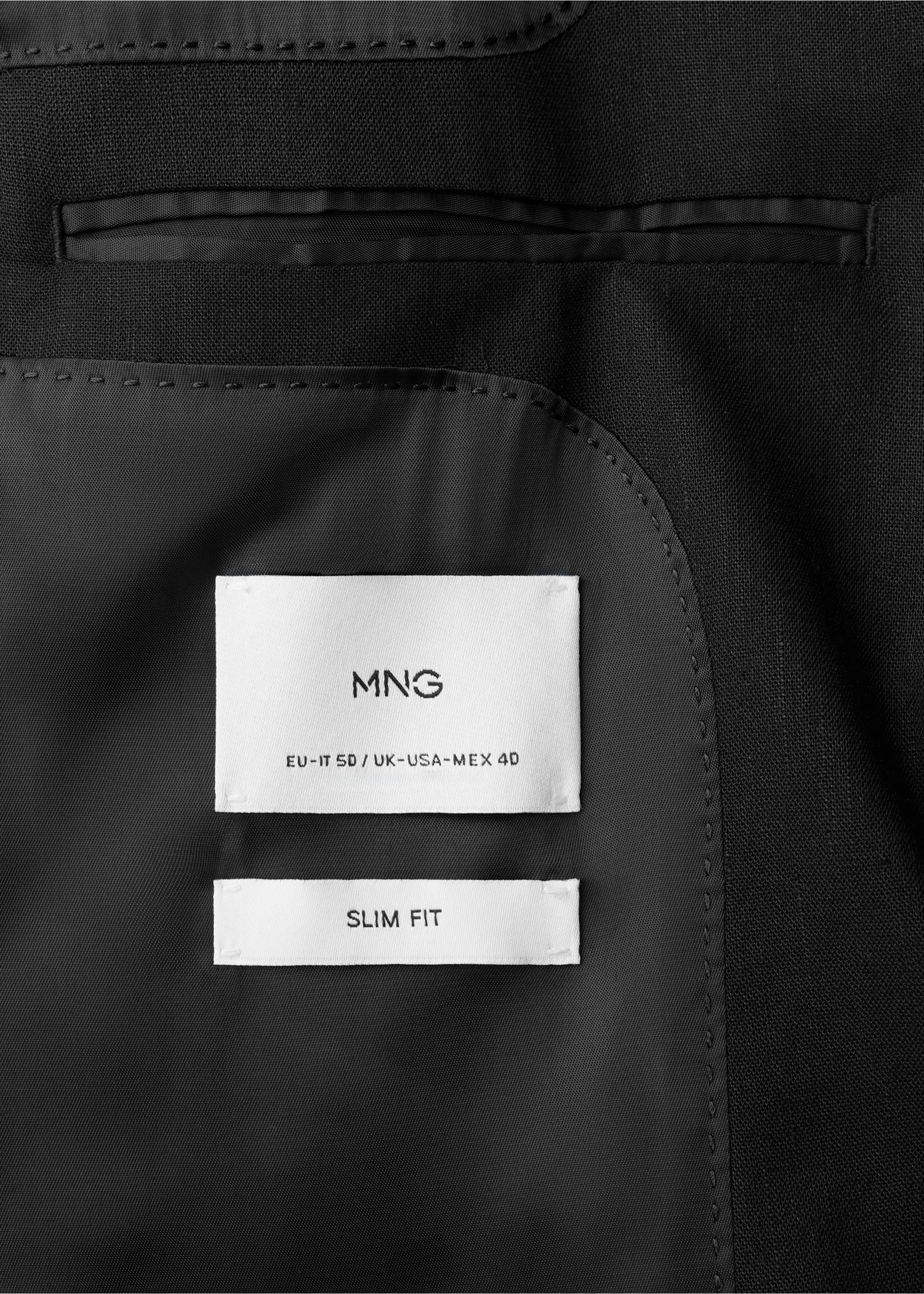 Veste costume slim-fit mélange de lin - Détail de l'article 0, Noir. Ref: 27097910-00.