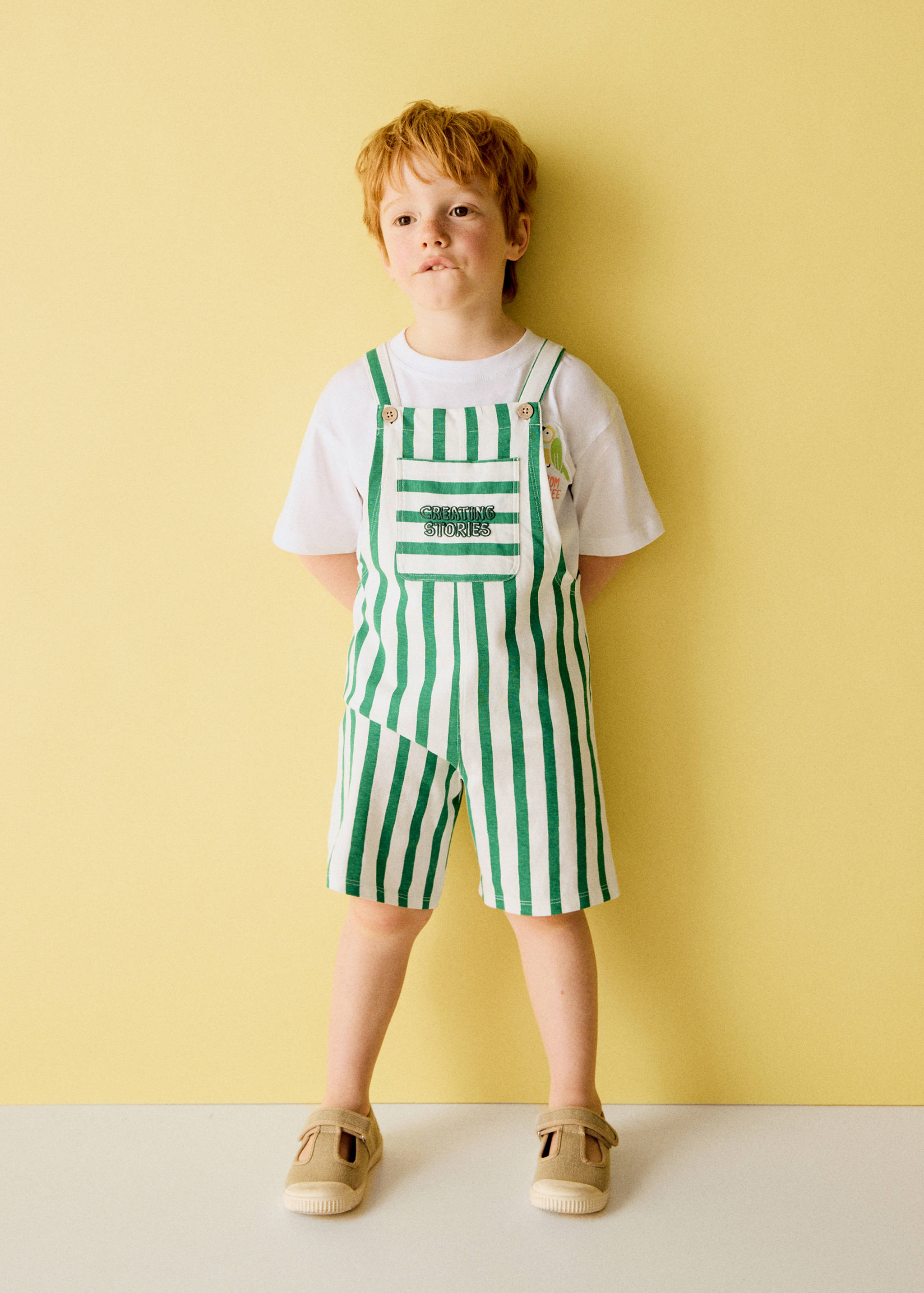 Striped dungarees with print detail - General plane