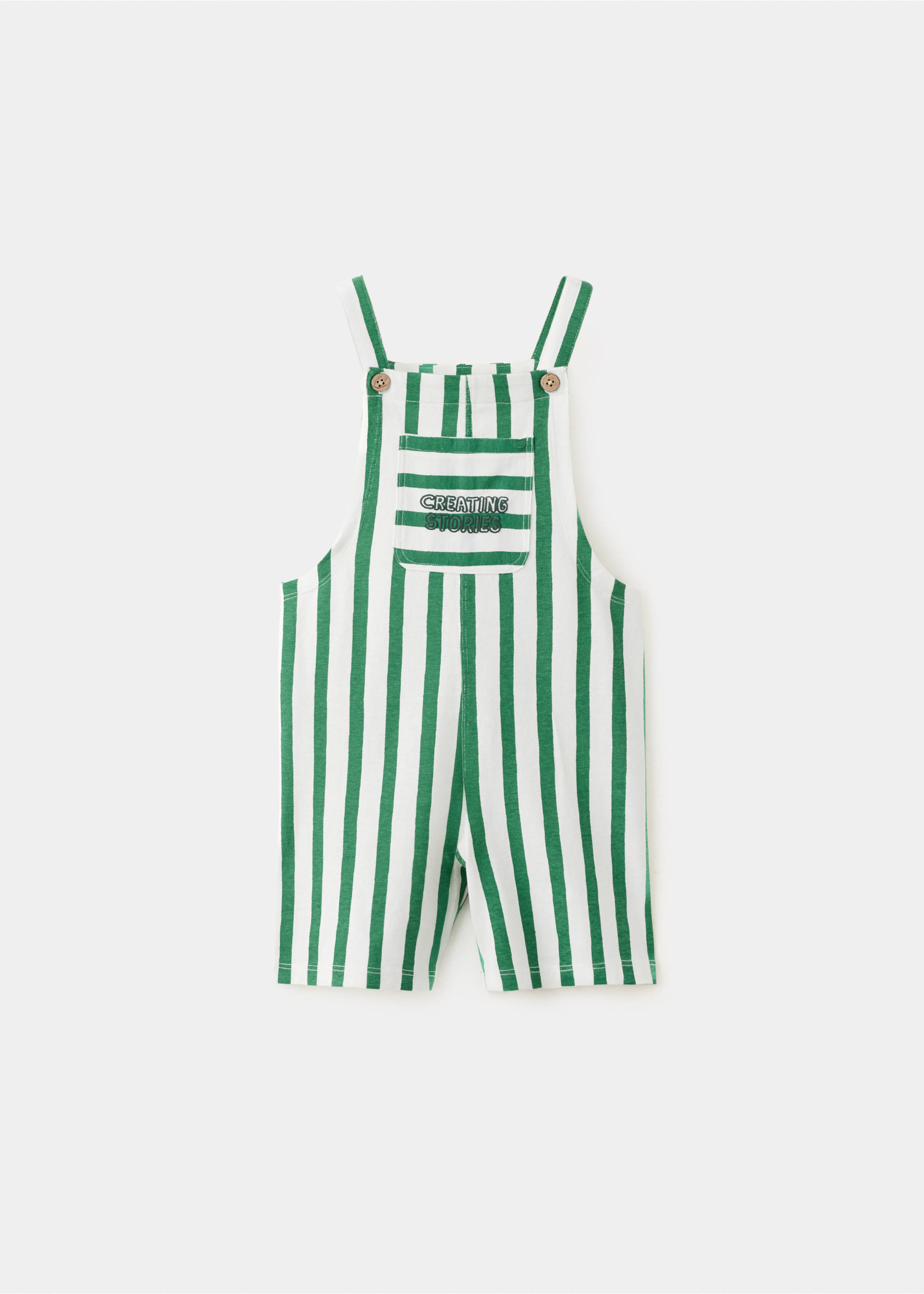 Striped dungarees with print detail - Article without model, Green. Ref: 27097911-00.
