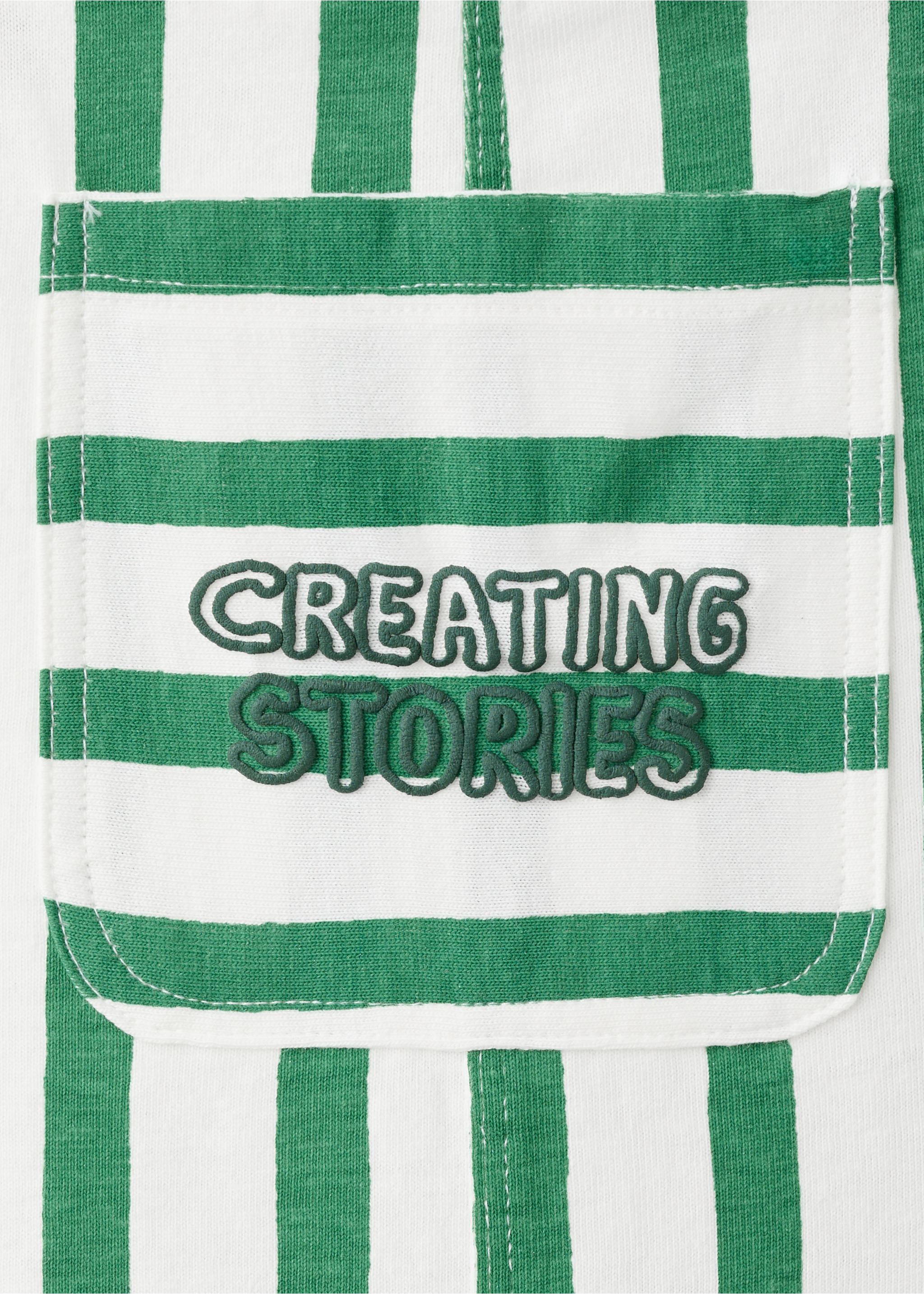 Striped dungarees with print detail - Details of the article 0, Green. Ref: 27097911-00.