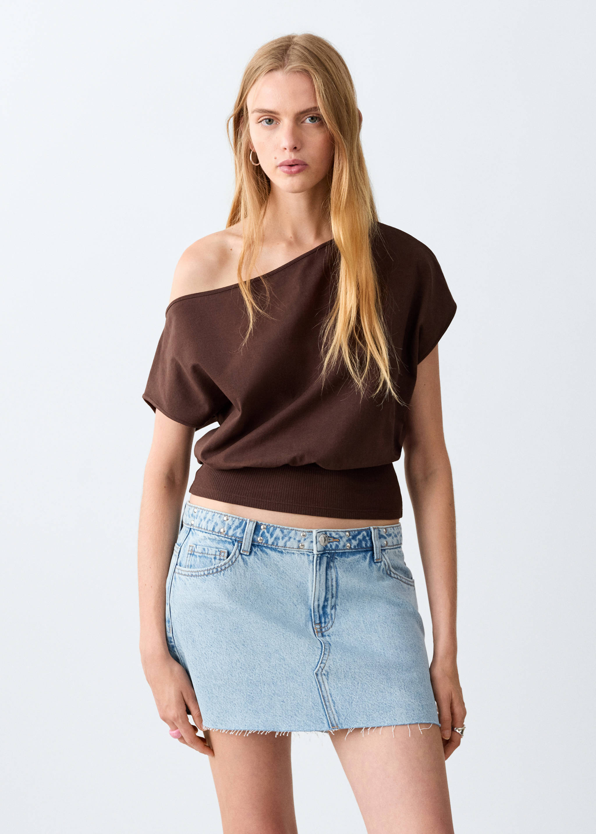 Denim skirt with stud details - Medium plane