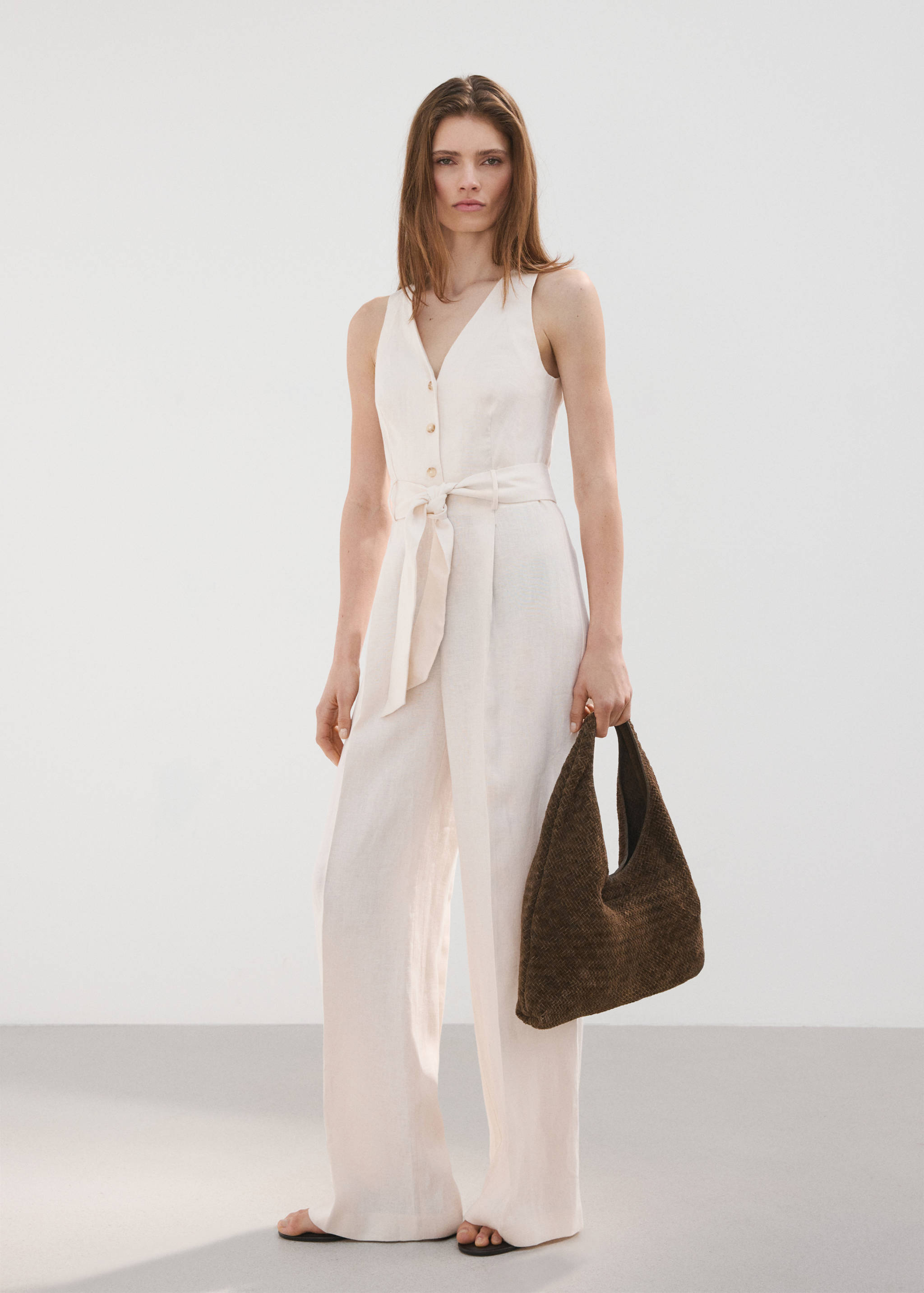 Belt linen jumpsuit - General plane