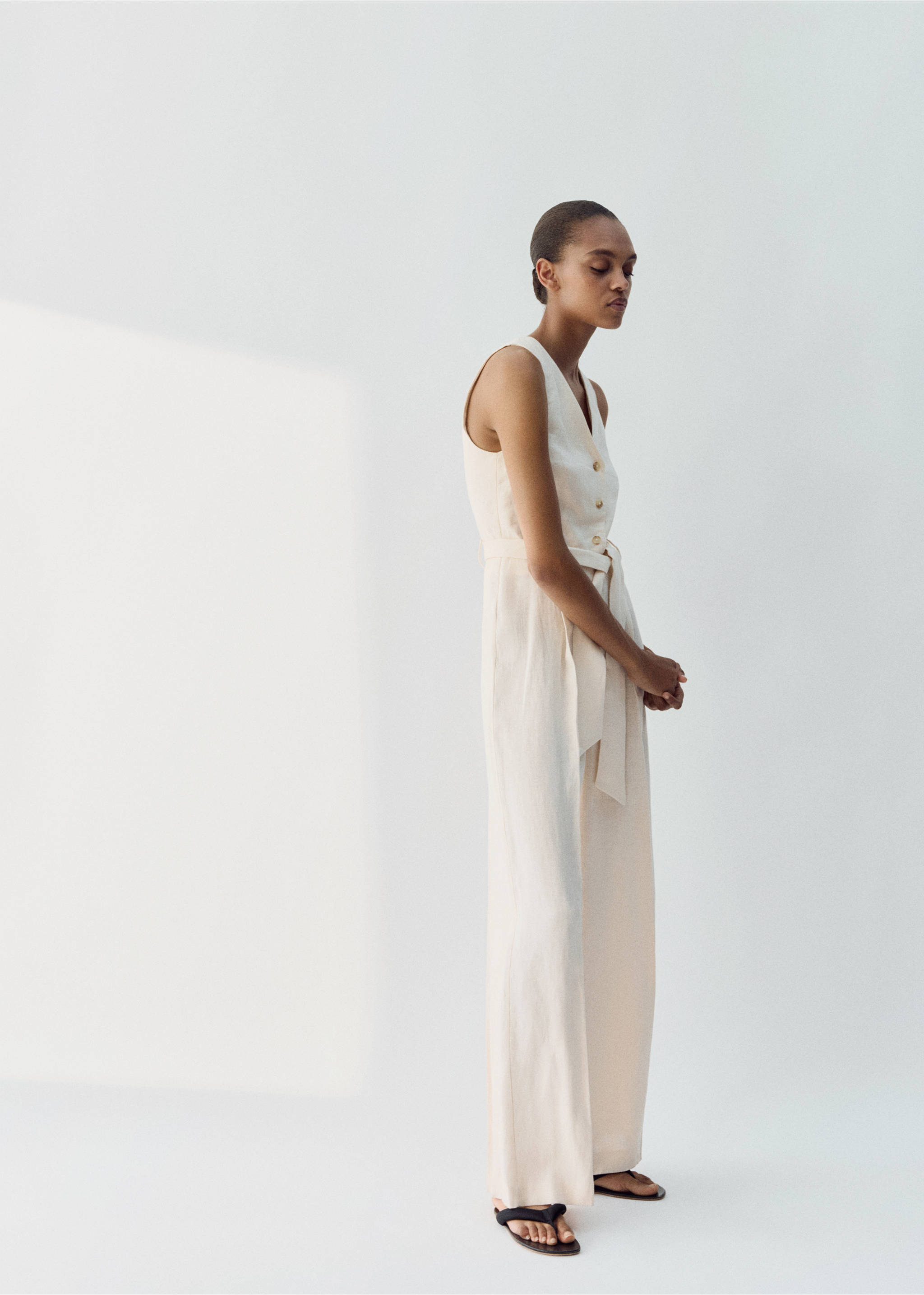 Mono lino cinturón - Plano general, Crudo. Ref: 27097913-01.