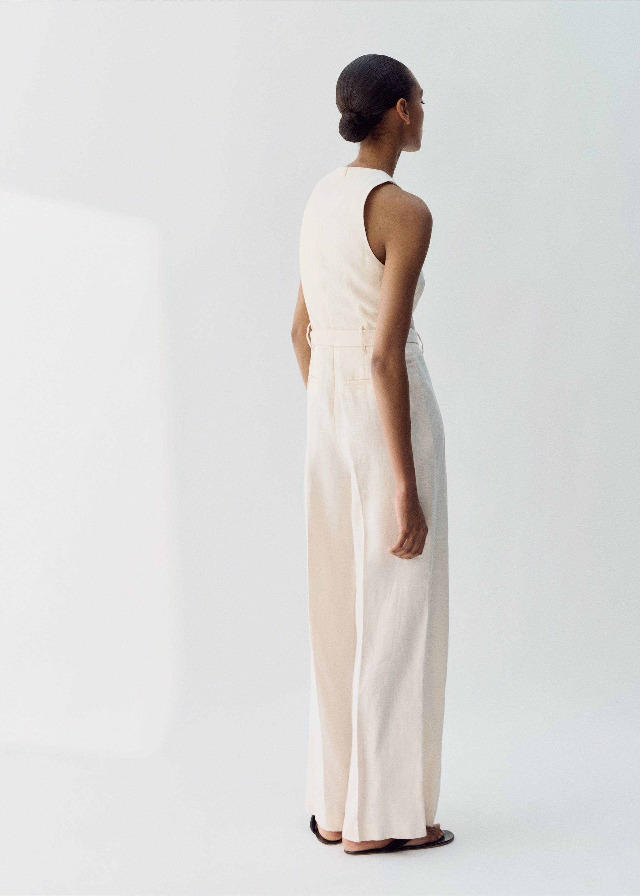 Mono lino cinturón - Reverso del artículo, Crudo. Ref: 27097913-01.