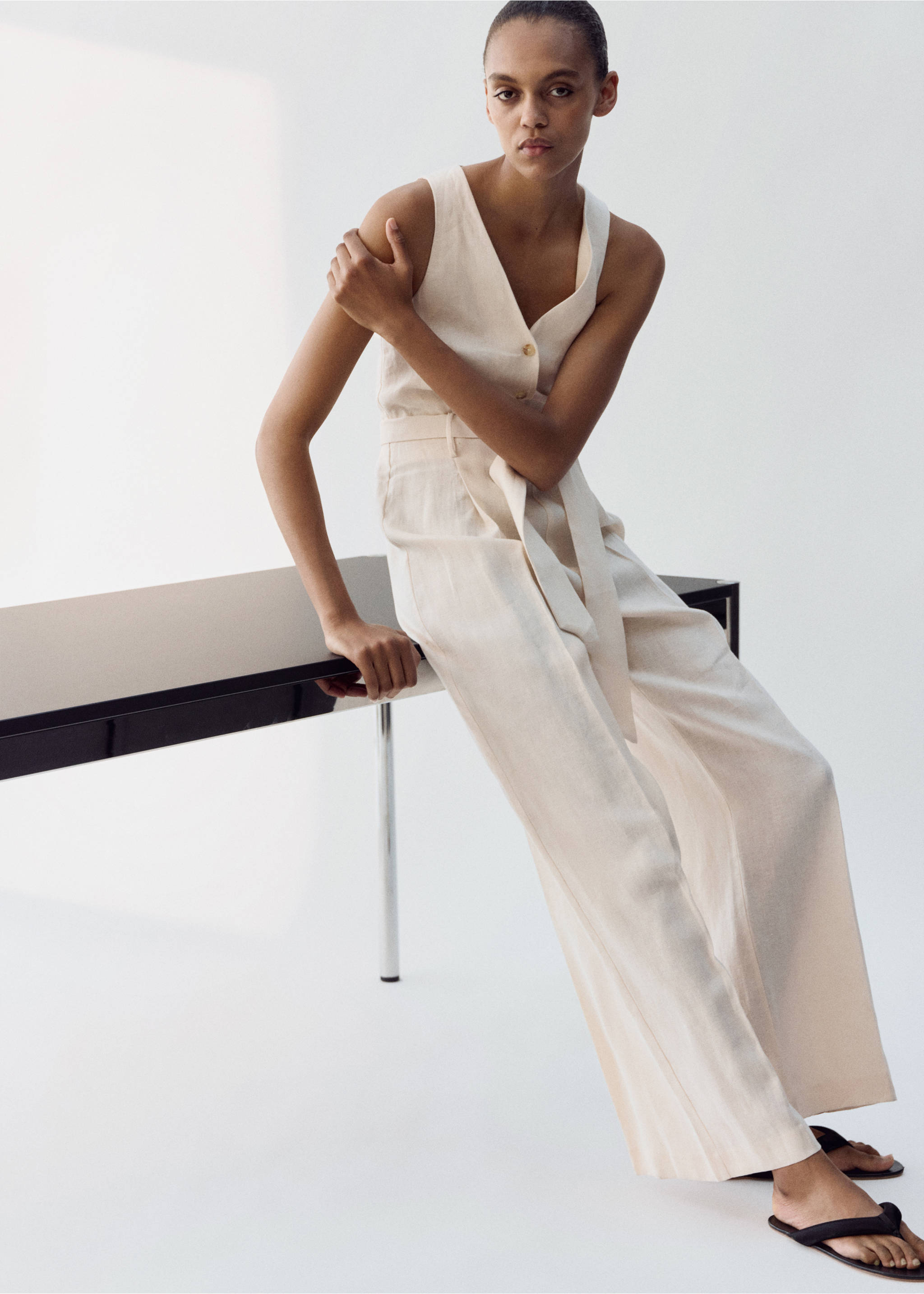 Mono lino cinturón - Detalle del artículo 4, Crudo. Ref: 27097913-01.