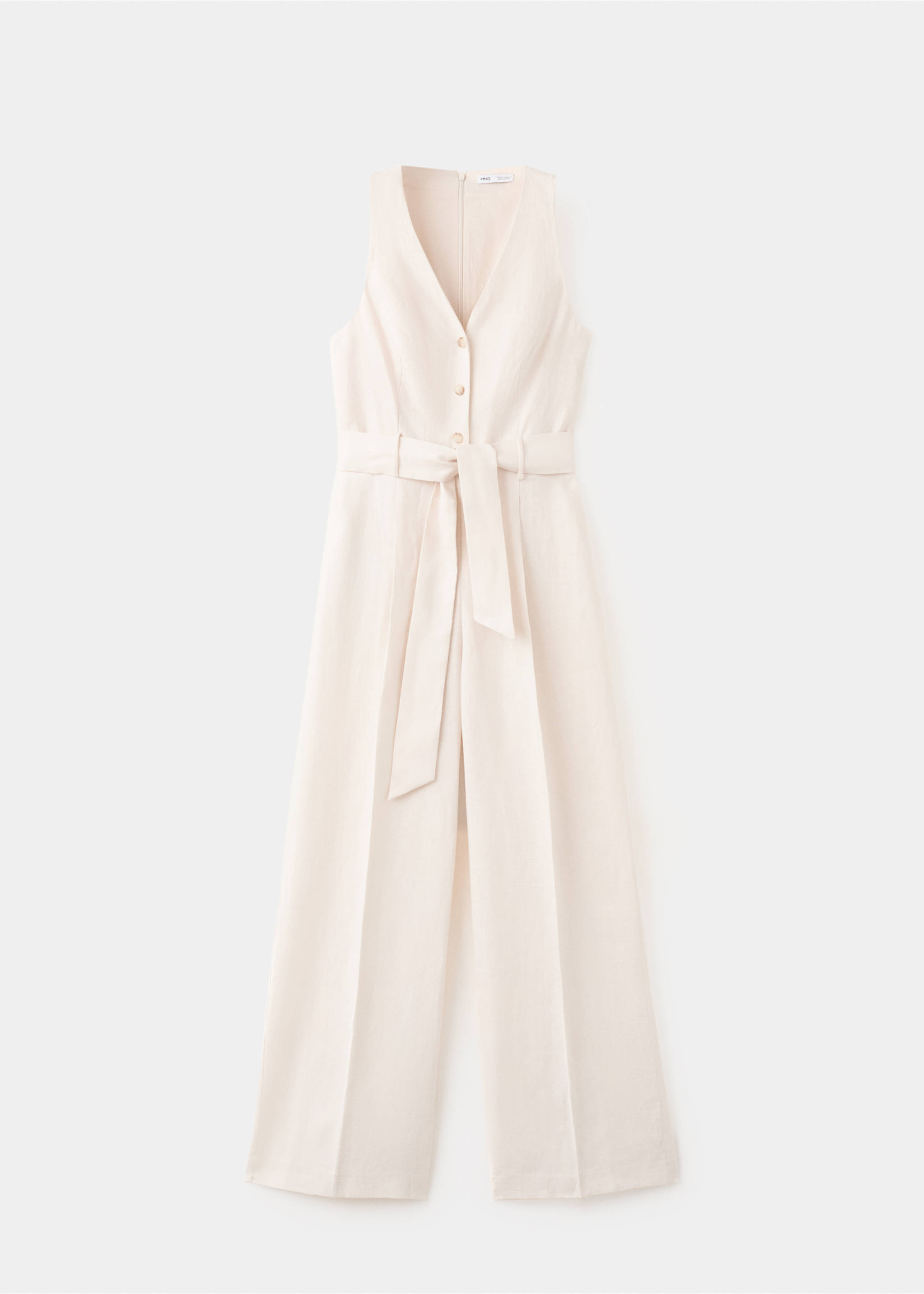 Belt linen jumpsuit - Article without model, Ecru. Ref: 27097913-00.