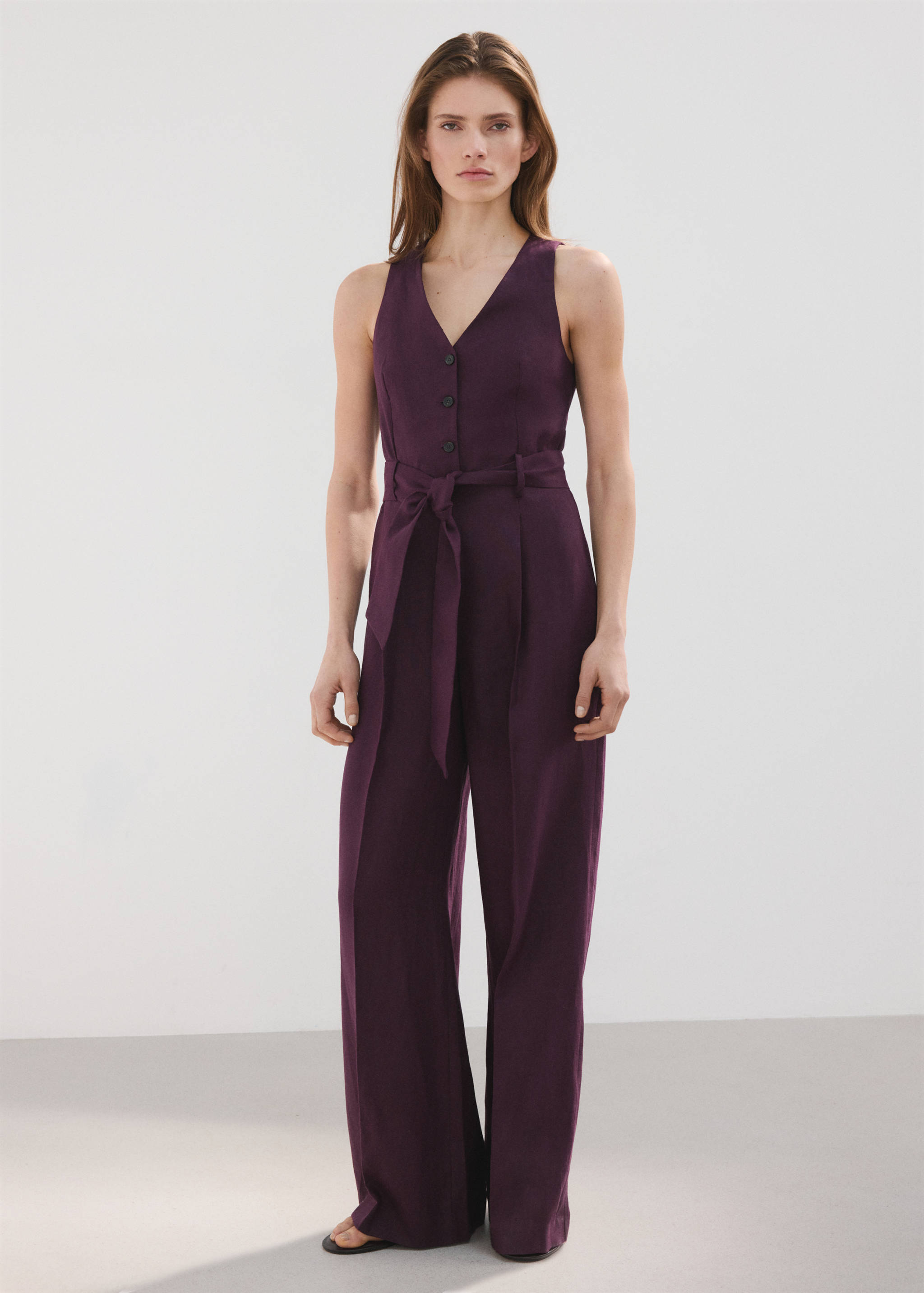 Belt linen jumpsuit - General plane