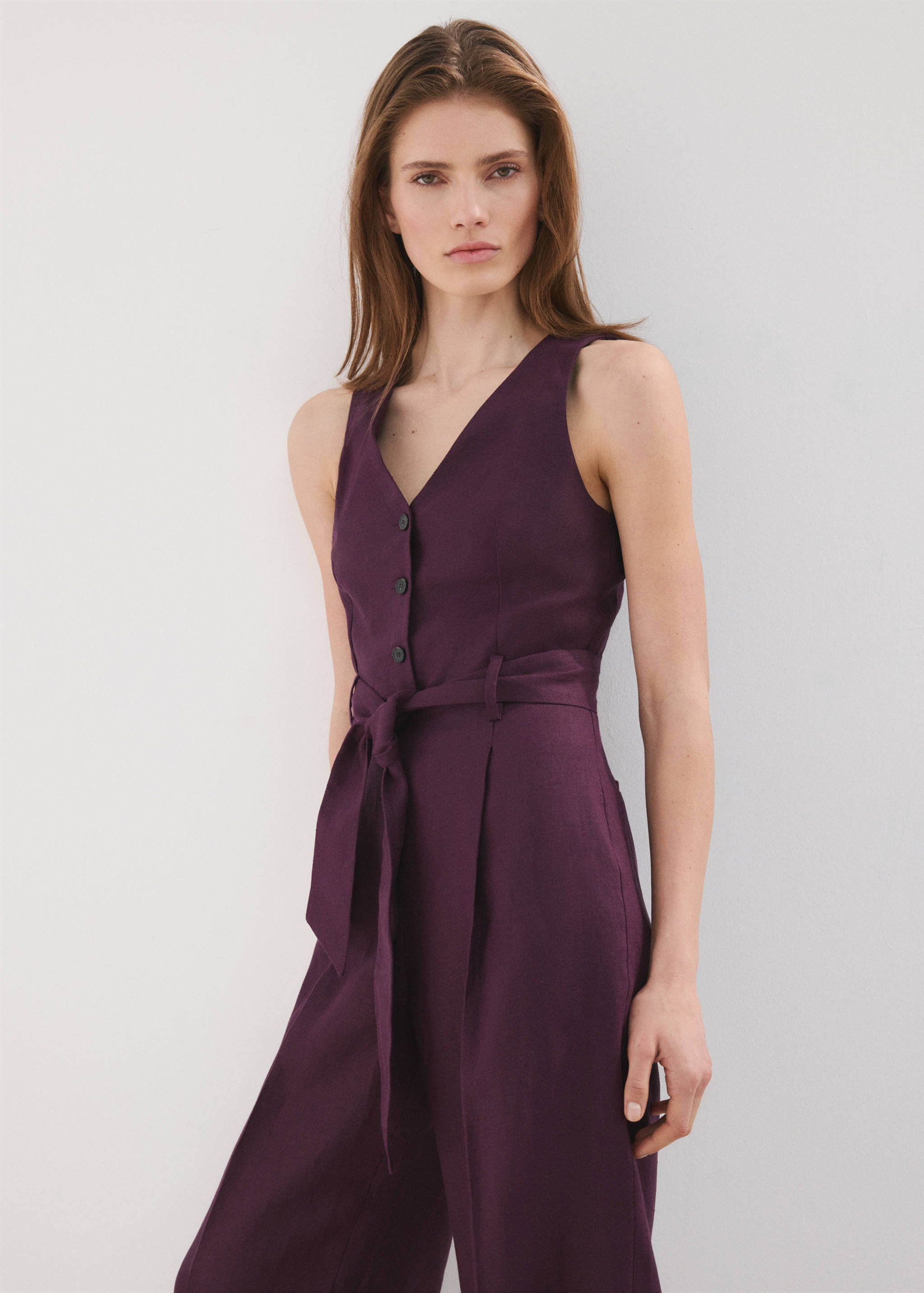 Belt linen jumpsuit - Medium plane